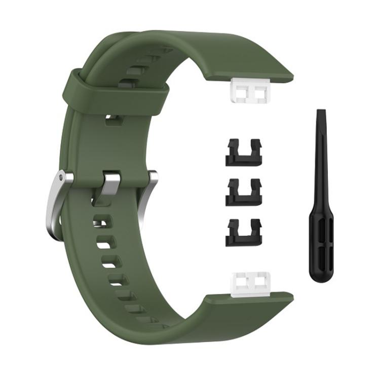 For Huawei Watch Fit New xDfind Solid Color Silver Steel Buckle Silicone Watch Band