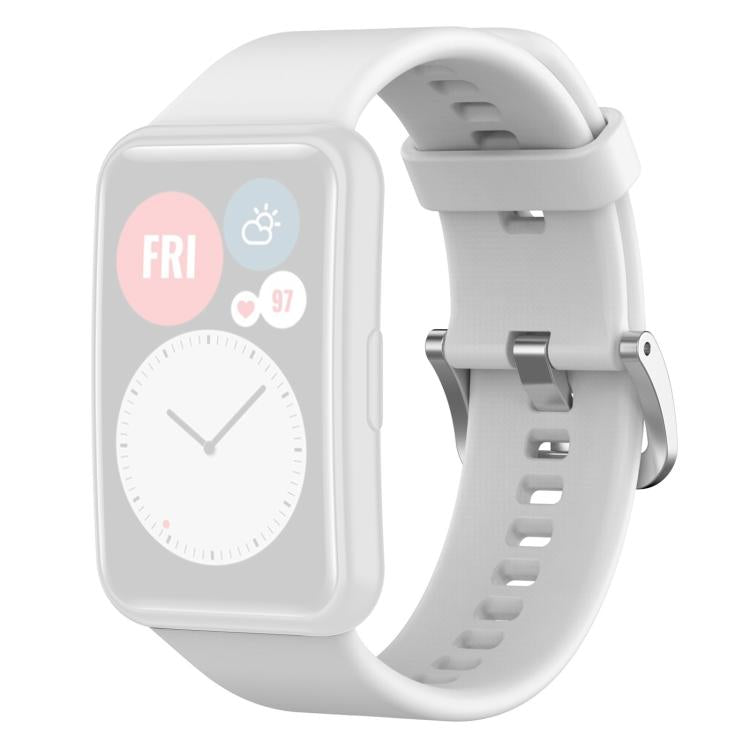 For Huawei Watch Fit New xDfind Solid Color Silver Steel Buckle Silicone Watch Band