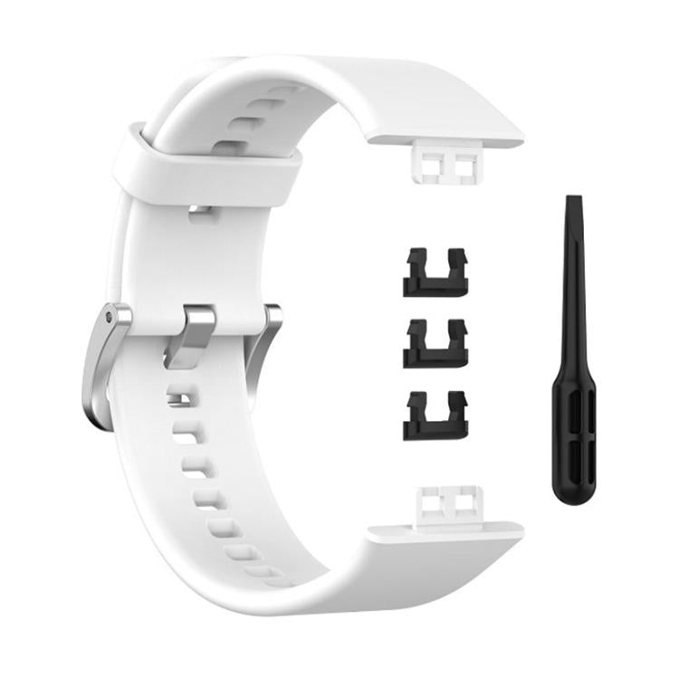 For Huawei Watch Fit New xDfind Solid Color Silver Steel Buckle Silicone Watch Band
