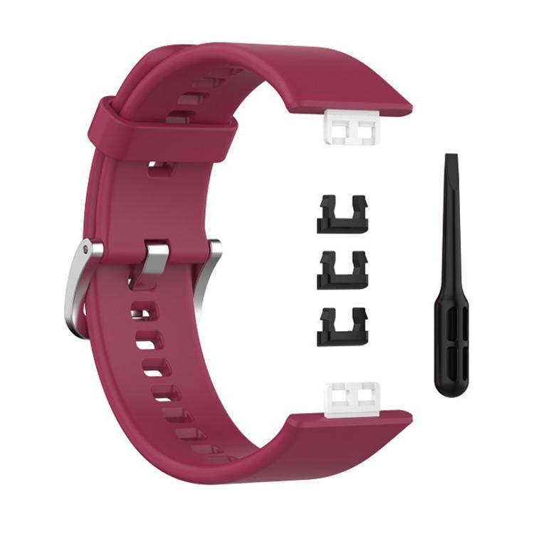 For Huawei Watch Fit New xDfind Solid Color Silver Steel Buckle Silicone Watch Band