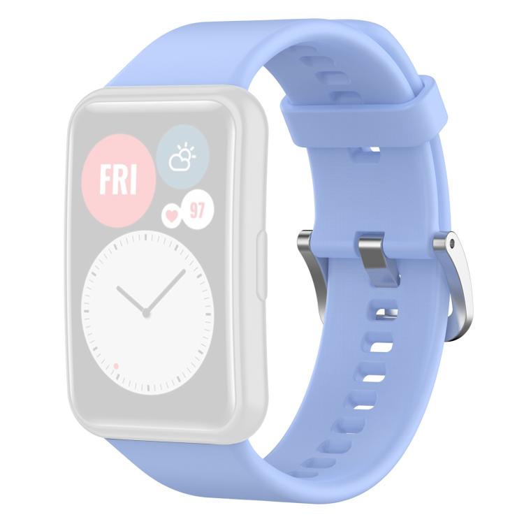 For Huawei Watch Fit New xDfind Solid Color Silver Steel Buckle Silicone Watch Band