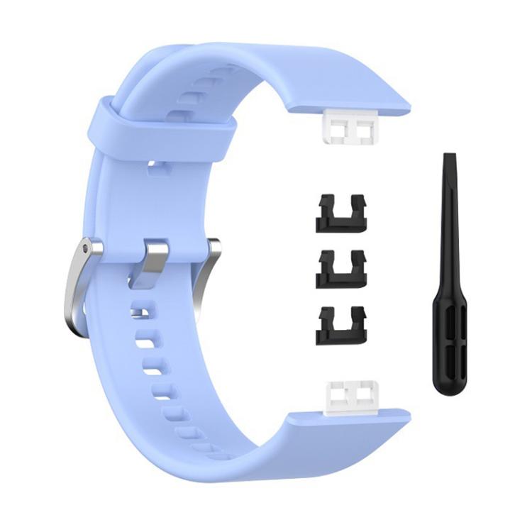 For Huawei Watch Fit New xDfind Solid Color Silver Steel Buckle Silicone Watch Band