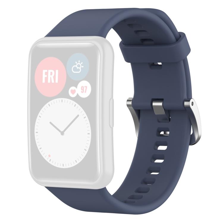 For Huawei Watch Fit New xDfind Solid Color Silver Steel Buckle Silicone Watch Band