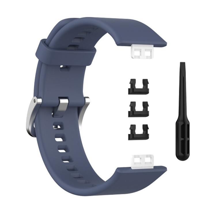 For Huawei Watch Fit New xDfind Solid Color Silver Steel Buckle Silicone Watch Band