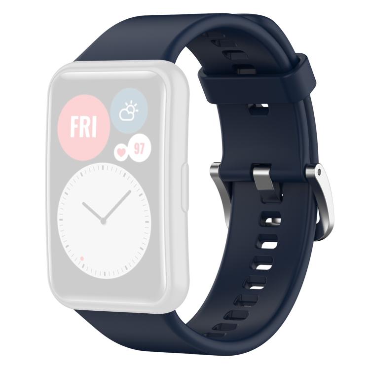 For Huawei Watch Fit New xDfind Solid Color Silver Steel Buckle Silicone Watch Band