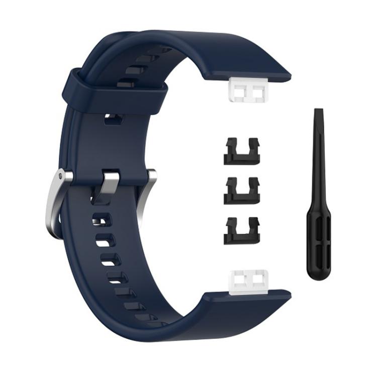 For Huawei Watch Fit New xDfind Solid Color Silver Steel Buckle Silicone Watch Band