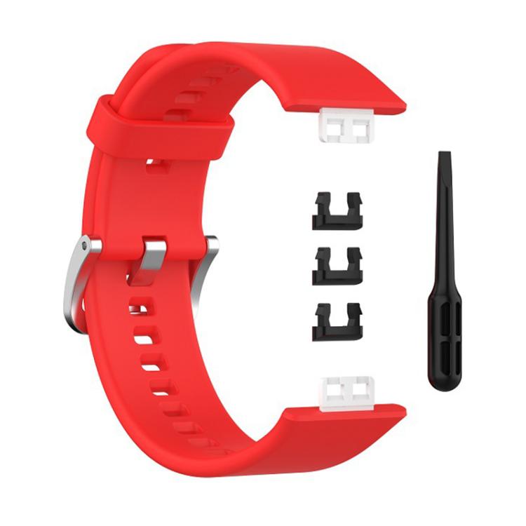 For Huawei Watch Fit New xDfind Solid Color Silver Steel Buckle Silicone Watch Band