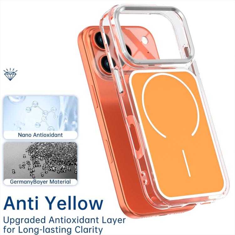For iPhone 17 Pro Electroplated Dual Color PC Hybrid TPU Soft Frame MagSafe Phone Case
