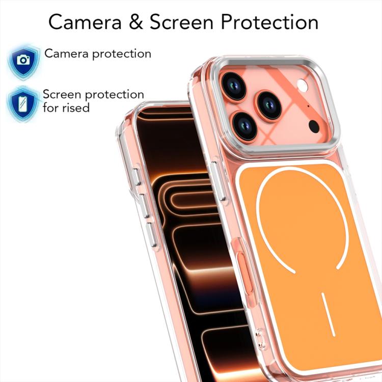 For iPhone 17 Pro Electroplated Dual Color PC Hybrid TPU Soft Frame MagSafe Phone Case