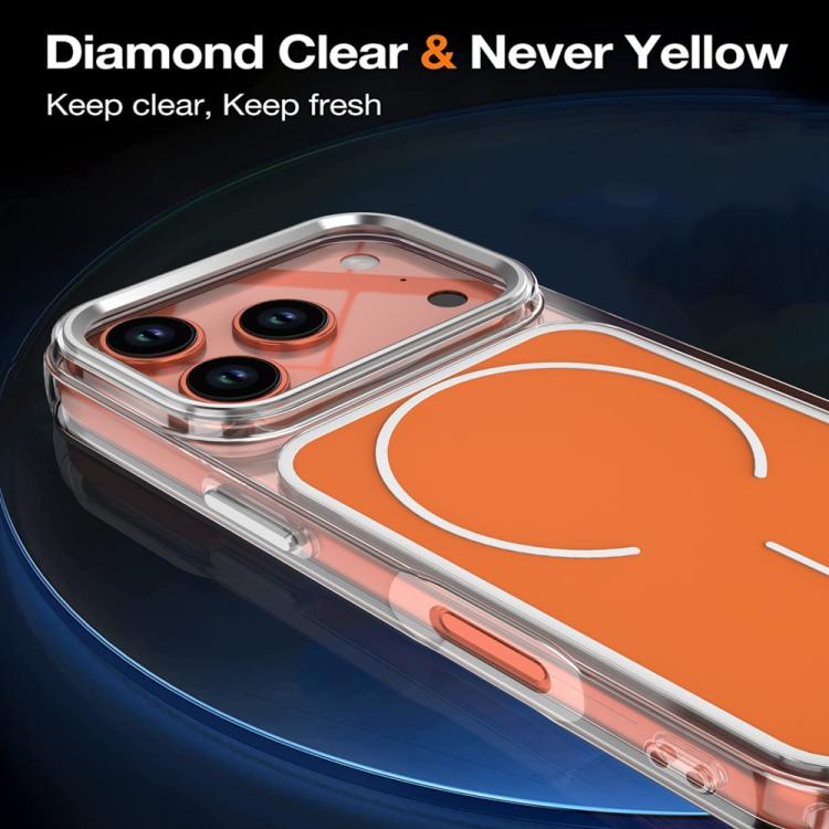 For iPhone 17 Pro Electroplated Dual Color PC Hybrid TPU Soft Frame MagSafe Phone Case