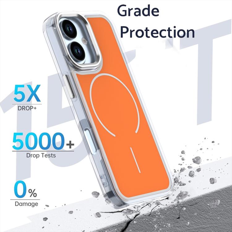 For iPhone 17 Electroplated Dual Color PC Hybrid TPU Soft Frame MagSafe Phone Case