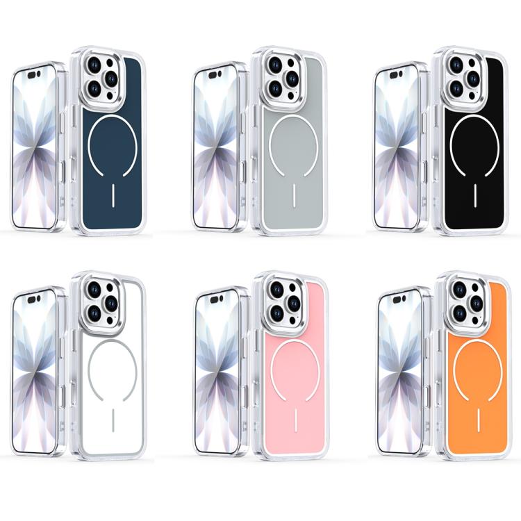 For iPhone 16 Pro Electroplated Dual Color PC Hybrid TPU Soft Frame MagSafe Phone Case
