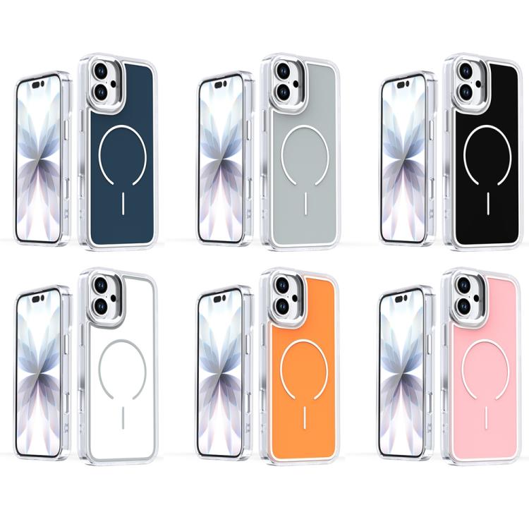 For iPhone 16 Plus Electroplated Dual Color PC Hybrid TPU Soft Frame MagSafe Phone Case