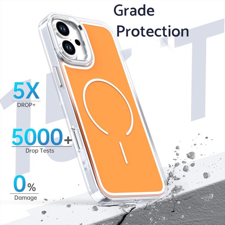 For iPhone 16 Plus Electroplated Dual Color PC Hybrid TPU Soft Frame MagSafe Phone Case