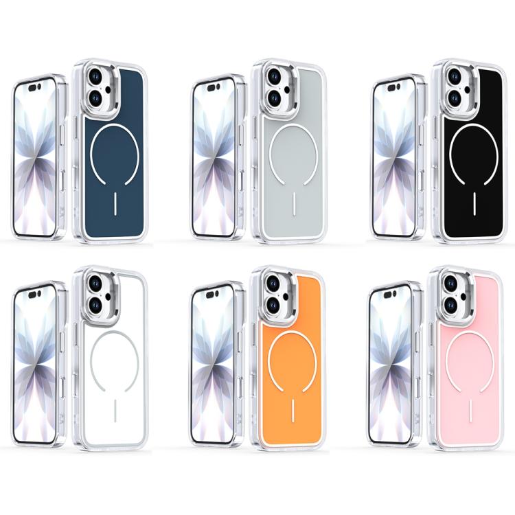 For iPhone 16 Electroplated Dual Color PC Hybrid TPU Soft Frame MagSafe Phone Case