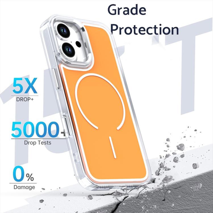 For iPhone 16 Electroplated Dual Color PC Hybrid TPU Soft Frame MagSafe Phone Case