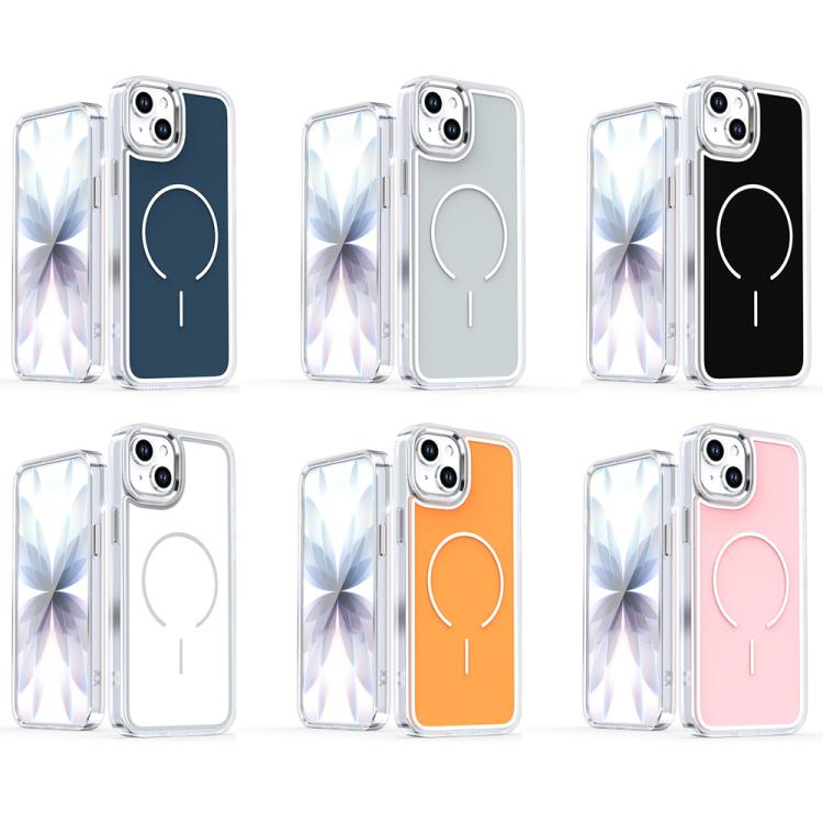 For iPhone 15 Plus Electroplated Dual Color PC Hybrid TPU Soft Frame MagSafe Phone Case
