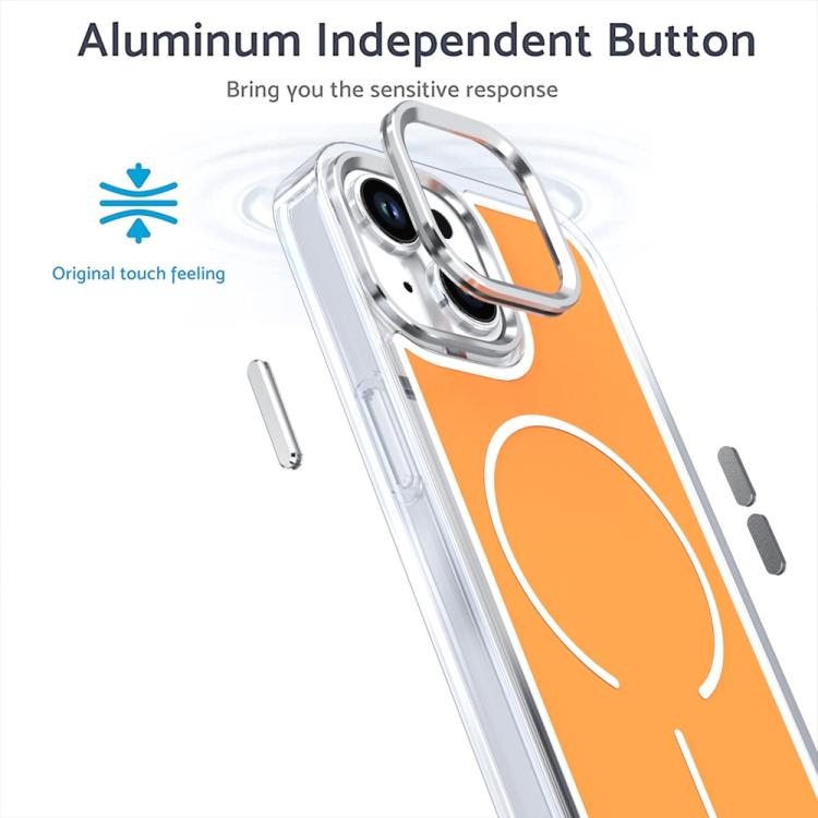 For iPhone 15 Electroplated Dual Color PC Hybrid TPU Soft Frame MagSafe Phone Case