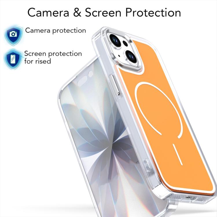 For iPhone 15 Electroplated Dual Color PC Hybrid TPU Soft Frame MagSafe Phone Case