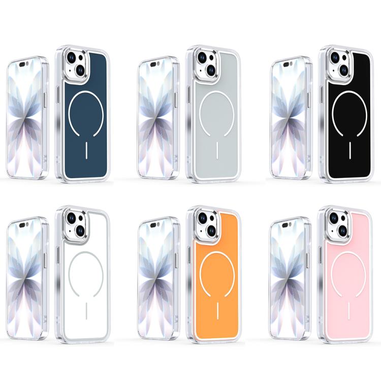 For iPhone 14 / 13 Electroplated Dual Color PC Hybrid TPU Soft Frame MagSafe Phone Case