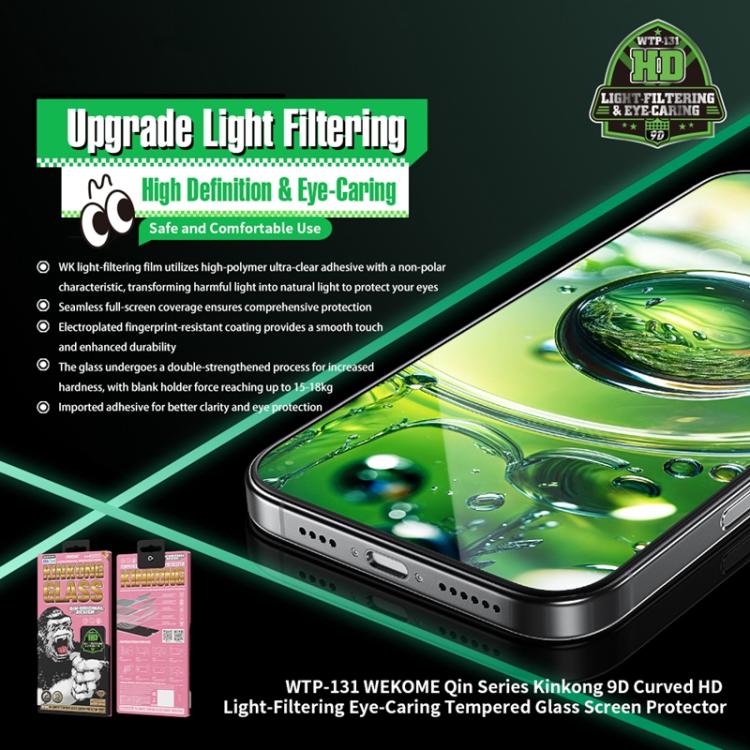 For iPhone 17 Pro WK WTP-131 Qin Series 9D Curved Light-Filtering Eye-Caring HD Tempered Glass Film