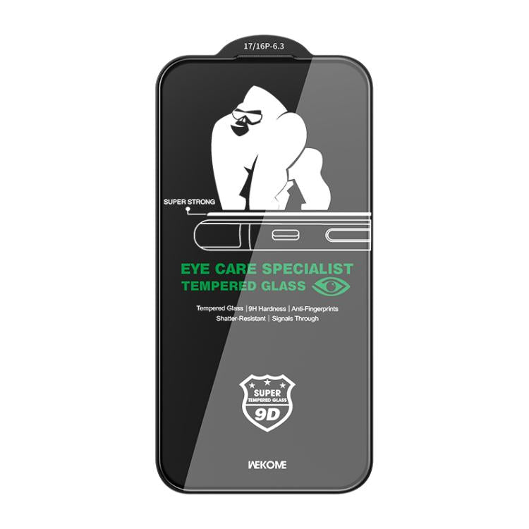 For iPhone 17 / 16 Pro WK WTP-131 Qin Series 9D Curved Light-Filtering Eye-Caring HD Tempered Glass Film