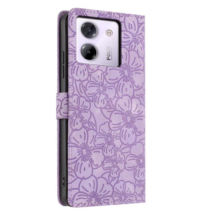 For Xiaomi Poco M7 Pro 5G Cherry Blossoms Embossed Leather Phone Case