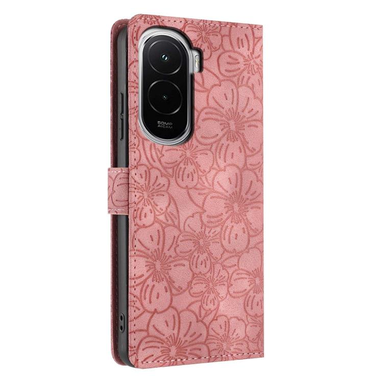 For Xiaomi Poco M7 4G 171mm Cherry Blossoms Embossed Leather Phone Case