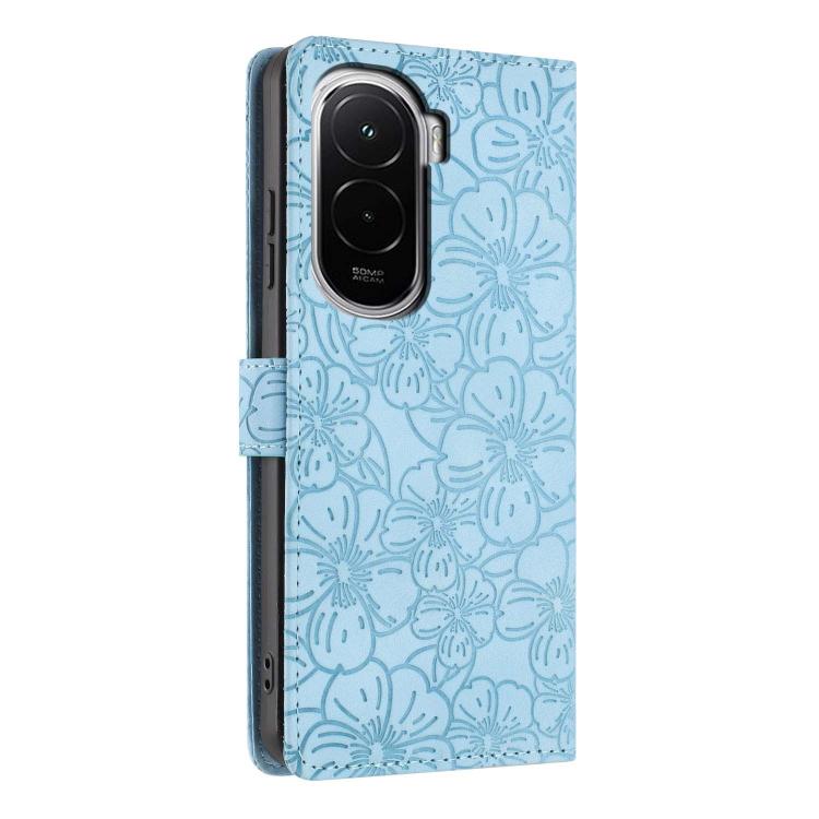 For Xiaomi Poco M7 4G 171mm Cherry Blossoms Embossed Leather Phone Case