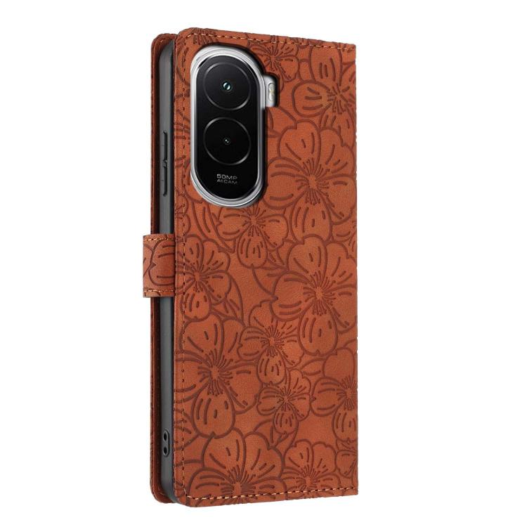 For Xiaomi Poco M7 4G 171mm Cherry Blossoms Embossed Leather Phone Case