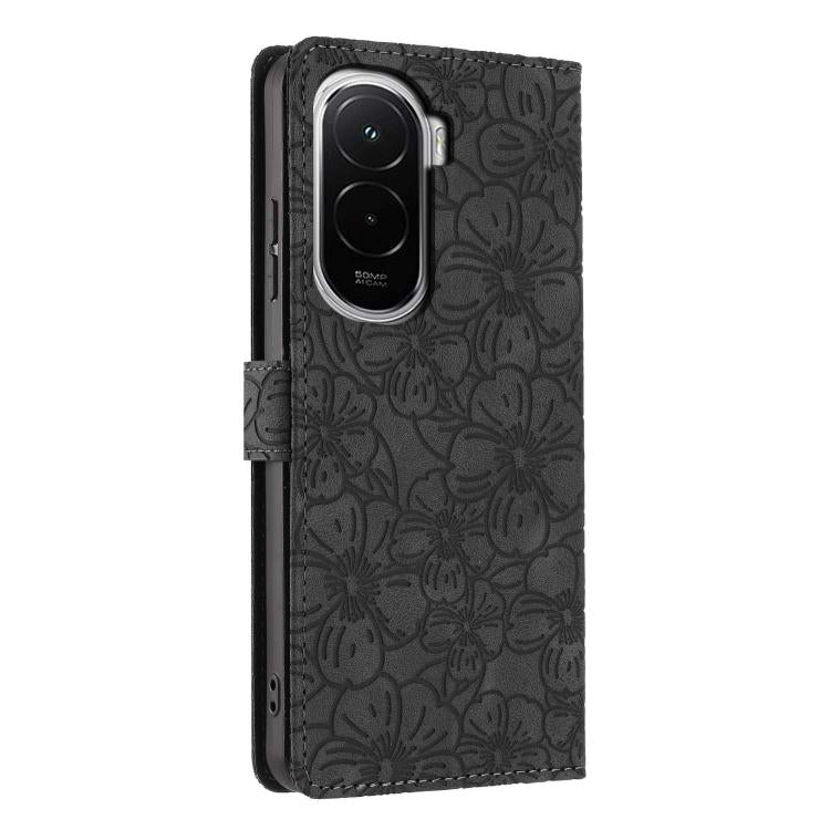 For Xiaomi Poco M7 4G 171mm Cherry Blossoms Embossed Leather Phone Case