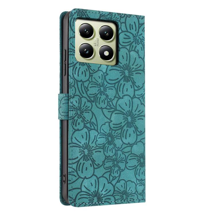 For Xiaomi 14T Cherry Blossoms Embossed Leather Phone Case