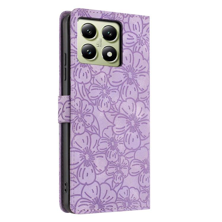 For Xiaomi 14T Cherry Blossoms Embossed Leather Phone Case