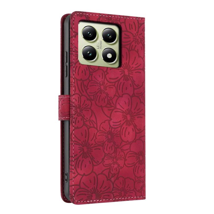 For Xiaomi 14T Cherry Blossoms Embossed Leather Phone Case