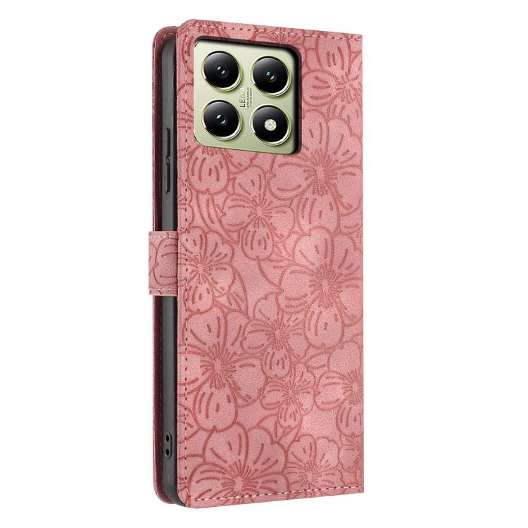 For Xiaomi 14T Cherry Blossoms Embossed Leather Phone Case