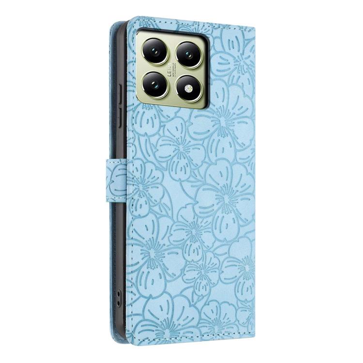 For Xiaomi 14T Cherry Blossoms Embossed Leather Phone Case