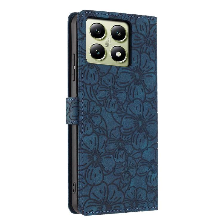 For Xiaomi 14T Cherry Blossoms Embossed Leather Phone Case