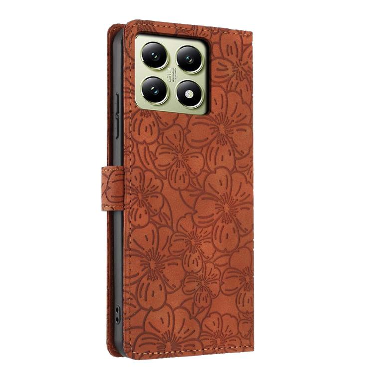 For Xiaomi 14T Cherry Blossoms Embossed Leather Phone Case