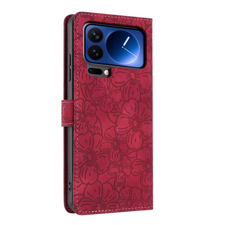 For Xiaomi 17 Pro Cherry Blossoms Embossed Leather Phone Case