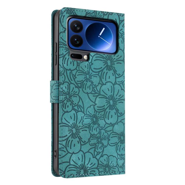 For Xiaomi 17 Pro Max Cherry Blossoms Embossed Leather Phone Case