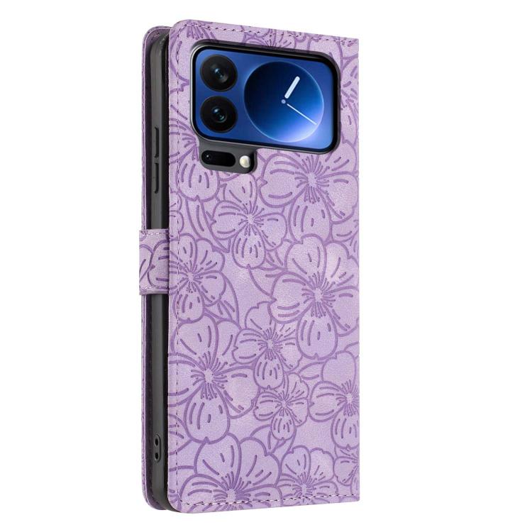 For Xiaomi 17 Pro Max Cherry Blossoms Embossed Leather Phone Case