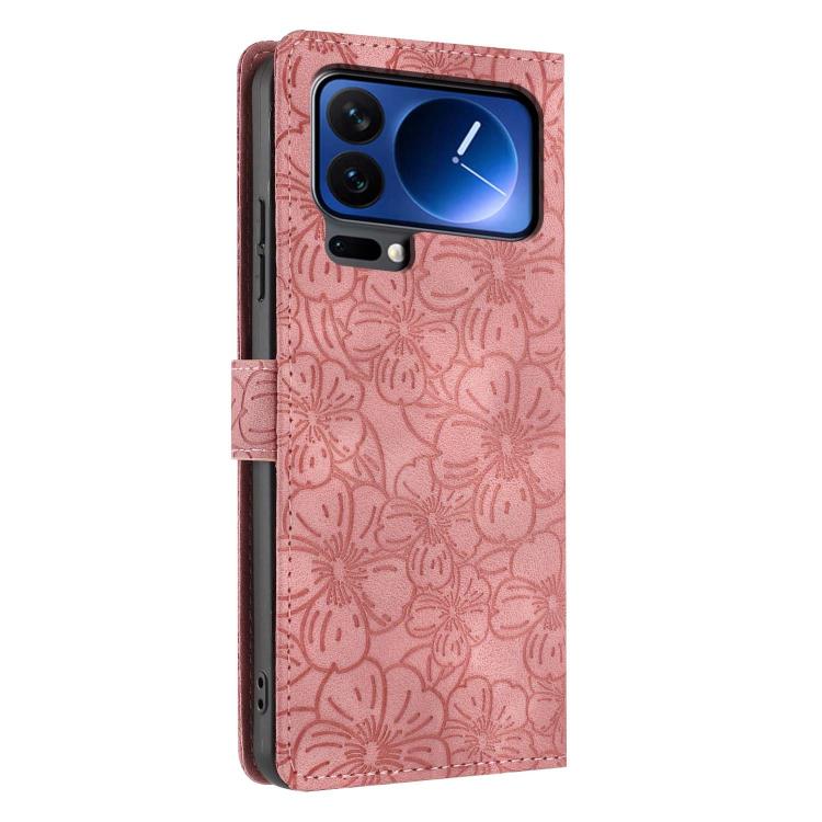 For Xiaomi 17 Pro Max Cherry Blossoms Embossed Leather Phone Case