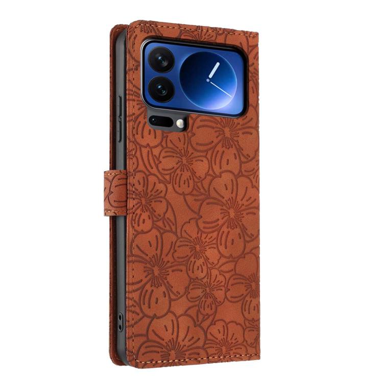 For Xiaomi 17 Pro Max Cherry Blossoms Embossed Leather Phone Case