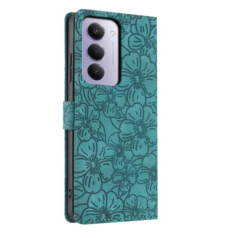 For Redmi 15 5G Global / 15 4G SEA 169.5mm Cherry Blossoms Embossed Leather Phone Case