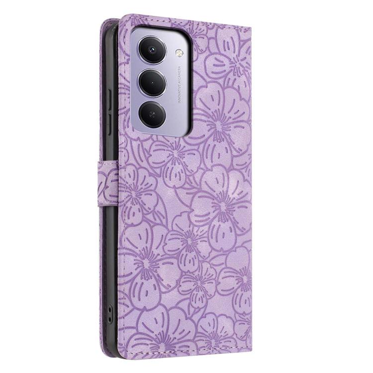 For Redmi 15 5G Global / 15 4G SEA 169.5mm Cherry Blossoms Embossed Leather Phone Case