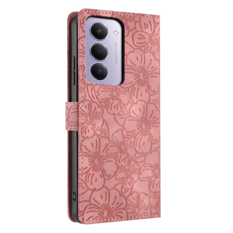 For Redmi 15 5G Global / 15 4G SEA 169.5mm Cherry Blossoms Embossed Leather Phone Case