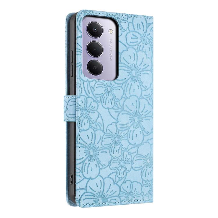For Redmi 15 5G Global / 15 4G SEA 169.5mm Cherry Blossoms Embossed Leather Phone Case
