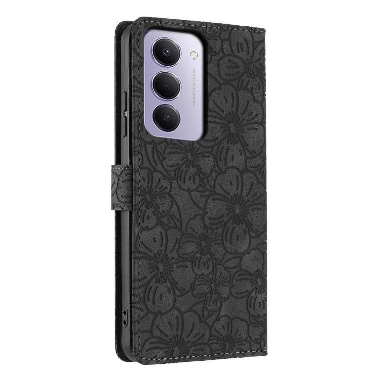 For Redmi 15 5G Global / 15 4G SEA 169.5mm Cherry Blossoms Embossed Leather Phone Case