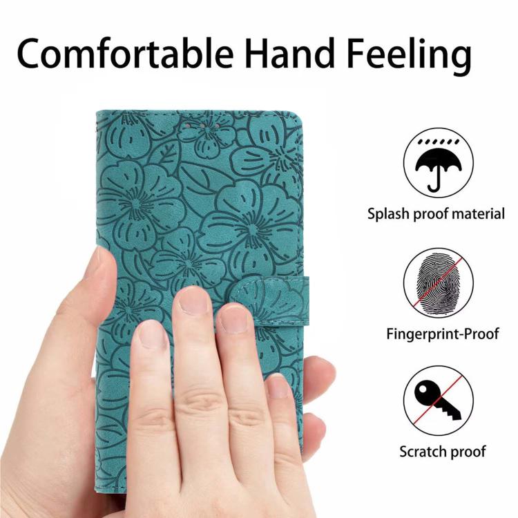 For Redmi 13 5G / 4G Cherry Blossoms Embossed Leather Phone Case