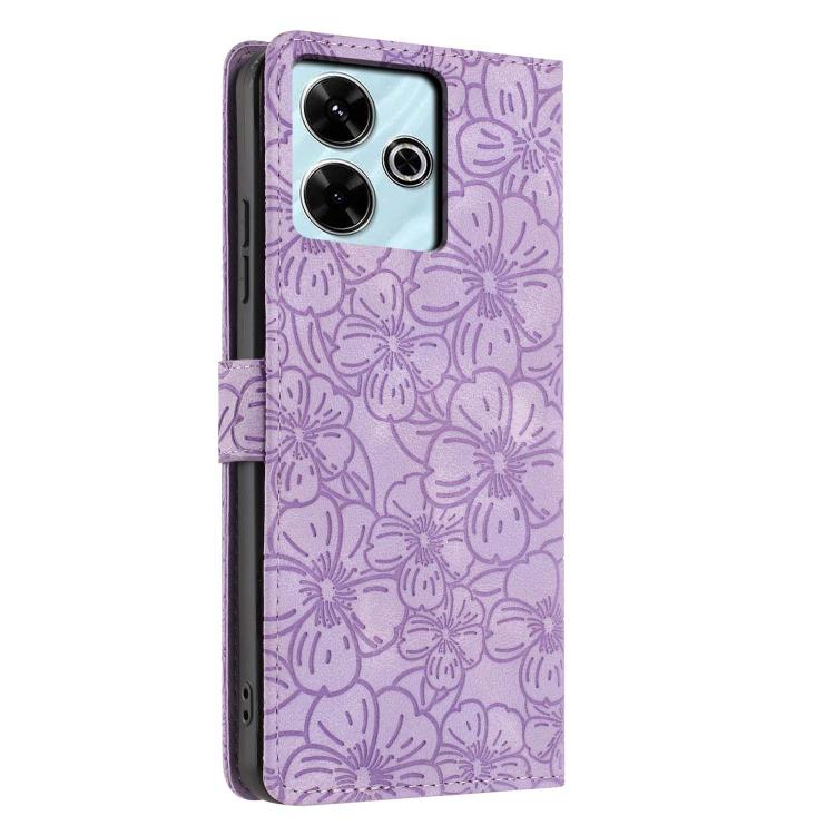 For Redmi 13 5G / 4G Cherry Blossoms Embossed Leather Phone Case